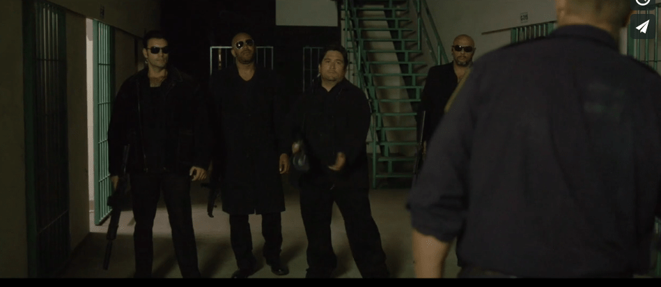 Sarujio Valente on set with Dolph Lundgren